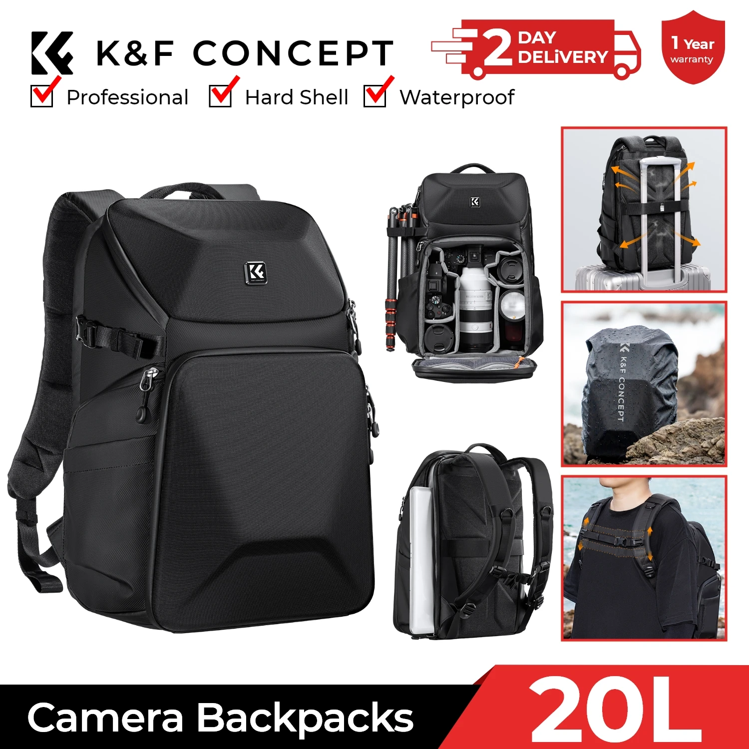 Photography Lighting Bag - Mochila para Câmera K&F CONCEPT 20L