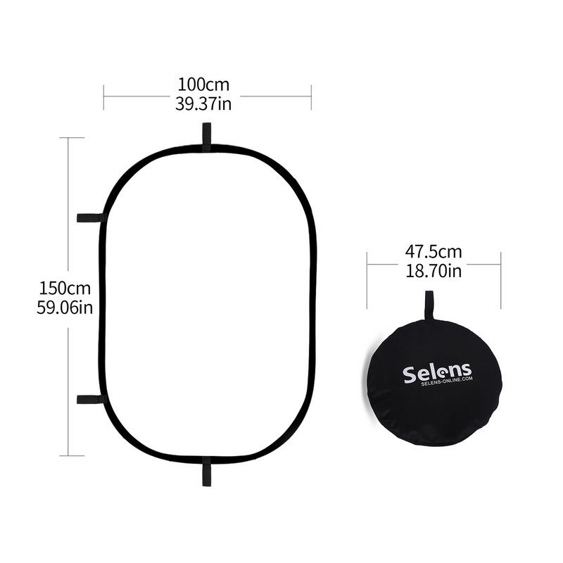 Photography Lighting Bag - Refletor oval dobrável 100x150cm, placa de